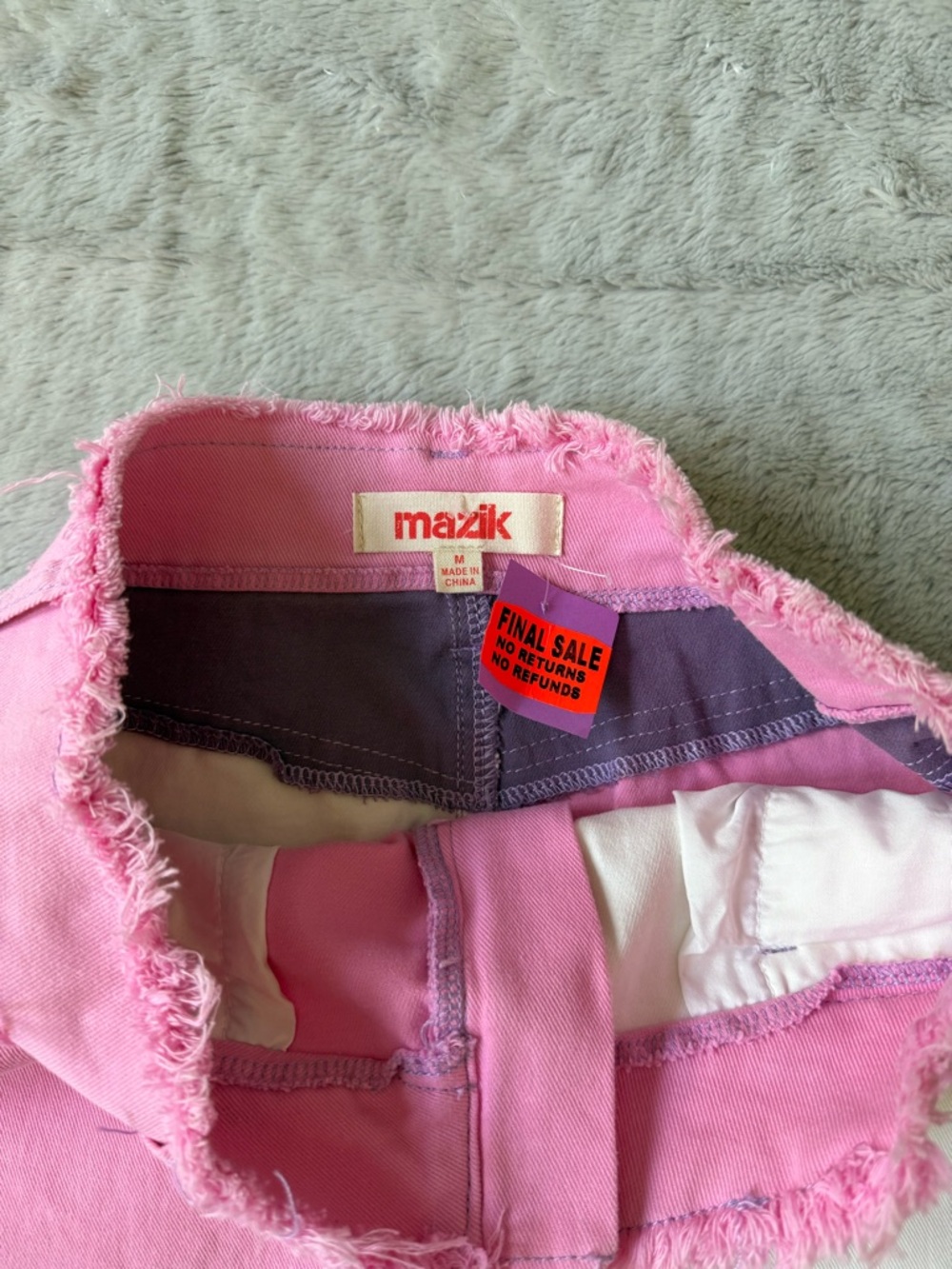Mazik Pink, White & Purple Patchwork Front-Zip Mini Skirt - Picture 2 of 3